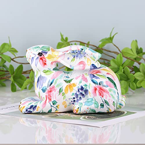 Easter Bunny Statue Creative Graffiti Rabbit Statue Resin Rabbit Figurines Modern Art Animal Collectible Figurines Zodiac Lucky Rabbit Sculpture For Home Office Shelf Desktop Decor Or Easter Gift #TOP4