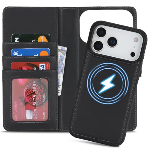 Protection étui iPhone 17 Pro Max avec porte carte amovible et coque magnétique cuir