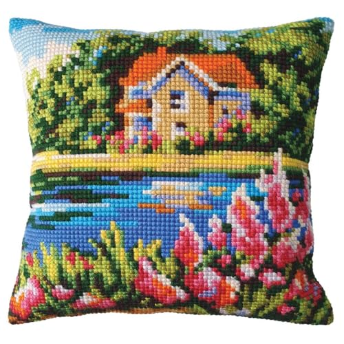 Kit point de croix paysage lac Collection d'Art canevas complet