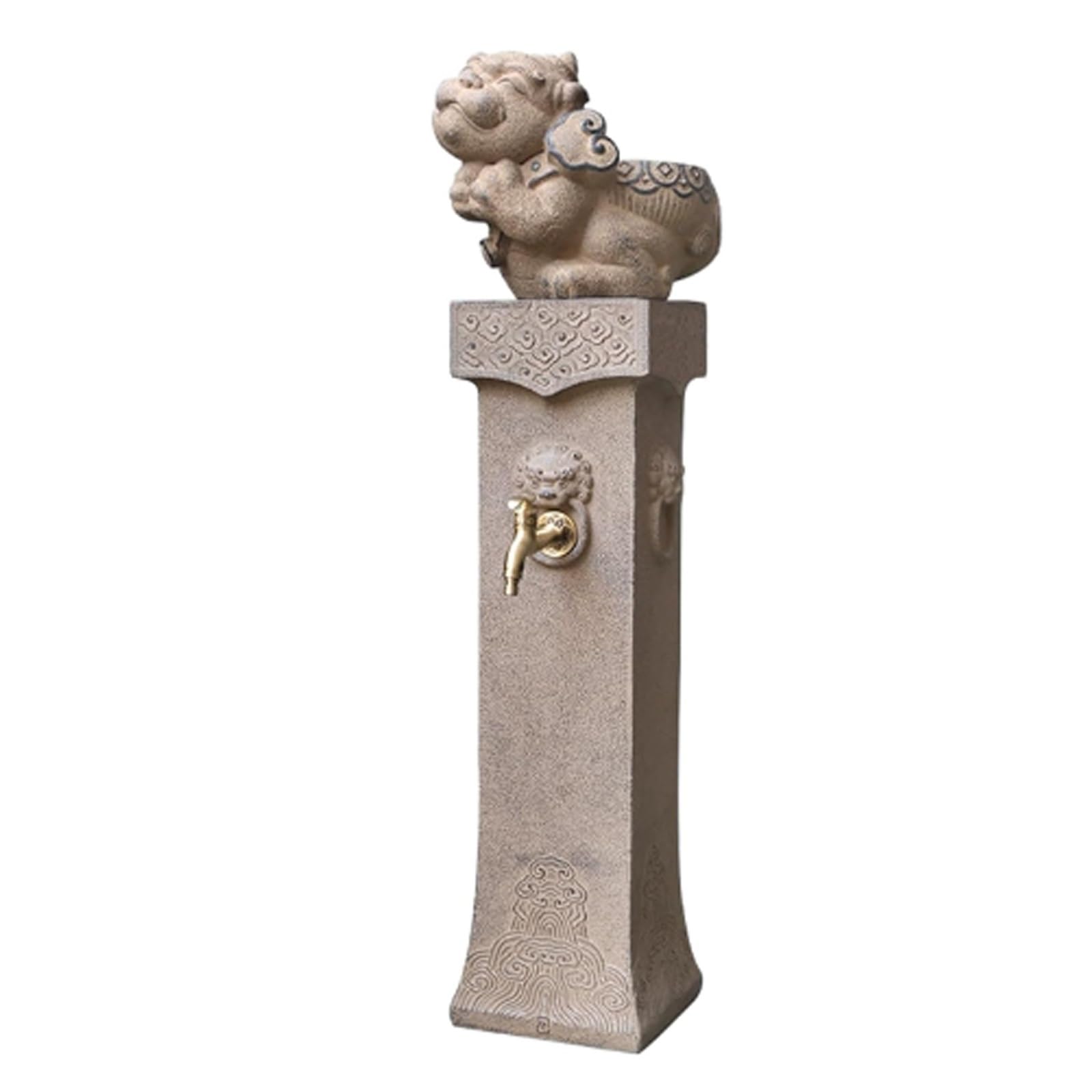 Freestanding Garden Water Column, Resin Stone Powder Yard Hydrant with Brass Faucet, Suitable for for Garden Farm Pasture Irrigation