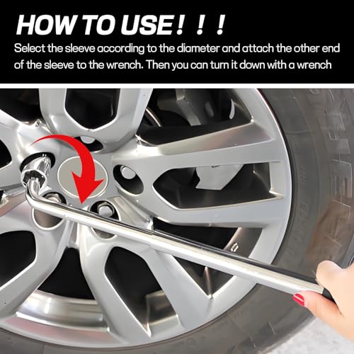 Image of Telescoping Lug Wrench, Extendable 4 Way Lug Wheel Wrench, Wheel Nut Remover Set with 17 /19mm and 21 /23mm Sockets, Universal Tire Repair Tool Kit for Cars Trucks SUVs