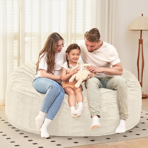 HABUTWAY Bean Bag Chair: Giant 6' Memory Foam Furniture Bean Bag Chair with Microfiber Cover - 6Ft,Beige