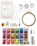 RITALT 刺繍キット 刺繍糸 108色+金銀 図案本 刺繍枠 初心者 セット 収納 布 【25番/8m/6本綴り】