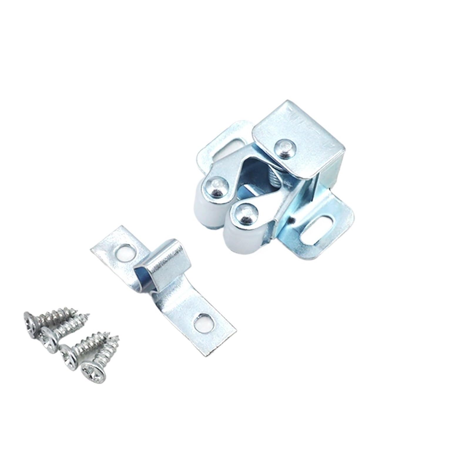 Xinglongs White Zinc Double Roller Catch Door Catches 40 Sets Cabinet Roller Catch Door Stop Closer Stoppers Damper Buffer Clasp Latch