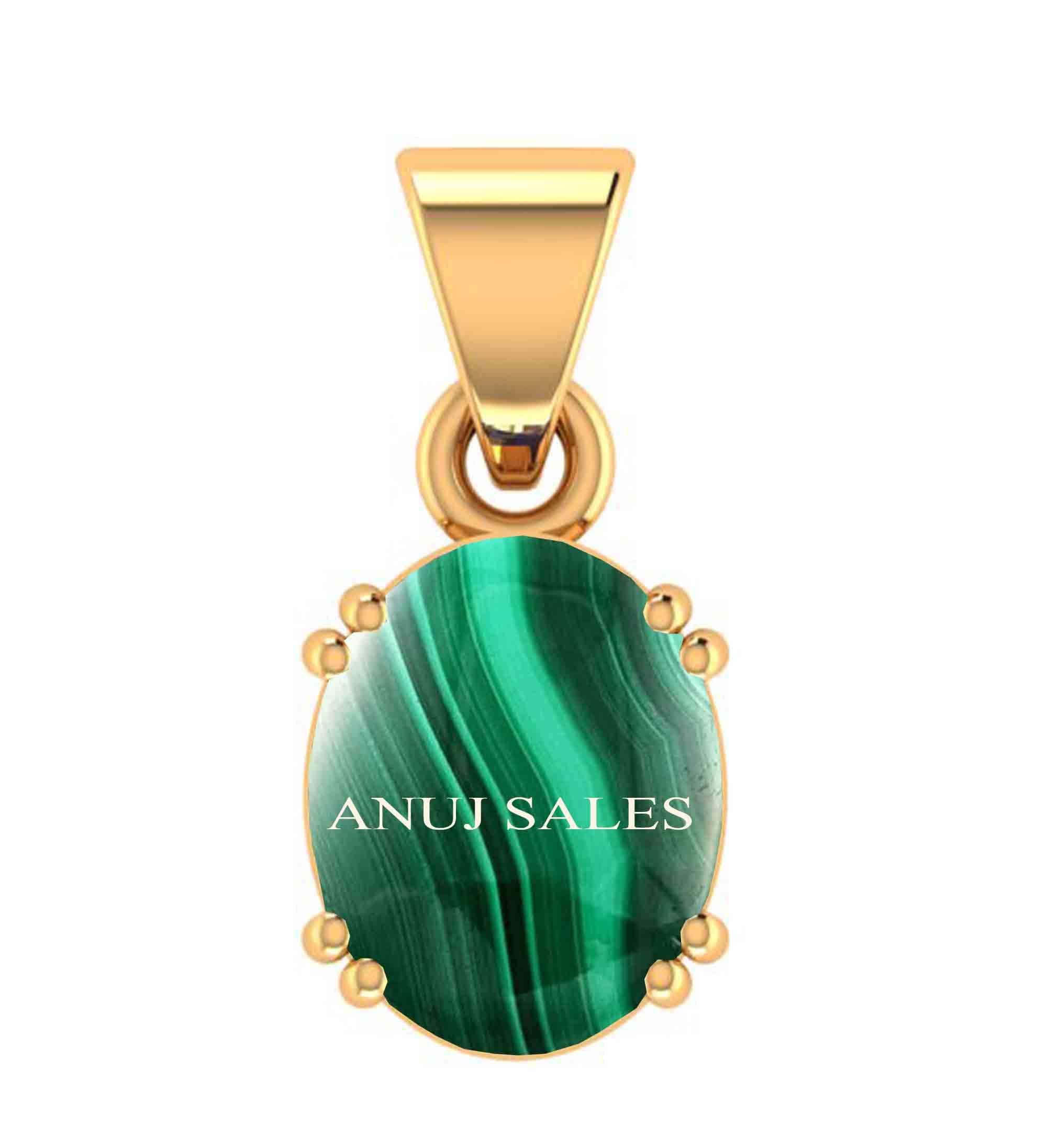 anuj sales 14.25 Ratti 13.00 Carat Malachite Pendant Oval Stone Dana Phirang Gold Pendant for Men Women-picture-38
