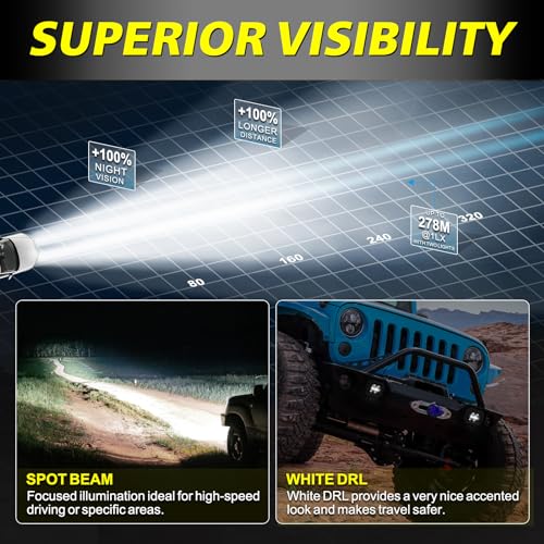 Image of Flush Mount LED Pods with White DRL Spot CREE LED Bumper Light Offroad Driving Fog Lights Flush Backup Reverse LED Lights for Trucks Pickup SUV UTV ATV Ram Chevy