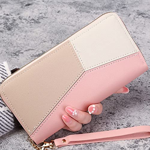Womens wallet Zipper Long Wallets Purses Handbags Coin Purse Cards Holder Leather Billfold (Pink)3