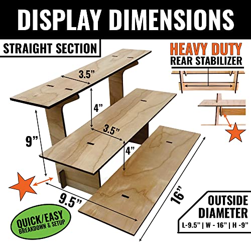 Torched 3-Tier Straight Retail Table Display Stand With Shelves For Products - Portable | 3 Step Straight Display Rack For Retail Table Top, Counter Top, Craft Shows, Farmers Market, Tradeshows #TOP2