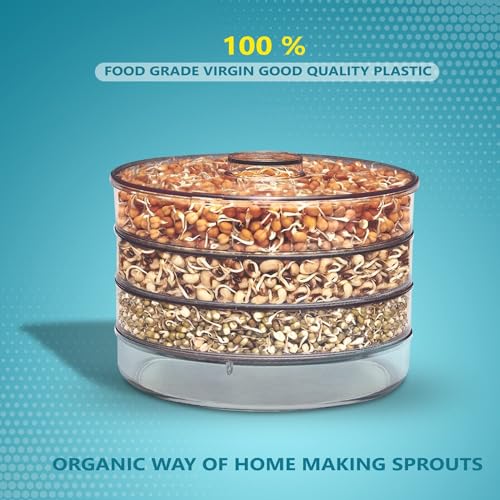 Image of Shuttle Art 2Pack Sprout Maker,4 layer Plastic Grocery Container Sprouted Grains Seeds Dal Channa Chole Organic Sprouting Jar, Sprouting Set for Organic Home Making Fresh Beans (500ml,4-Compartments)