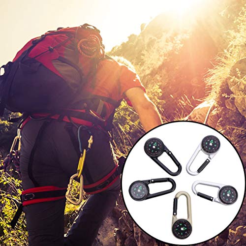 Toyvian 5 peças Mosquetão Bússola Clipe de liga para escaladas, montanhismo, rede, acampamento, equi