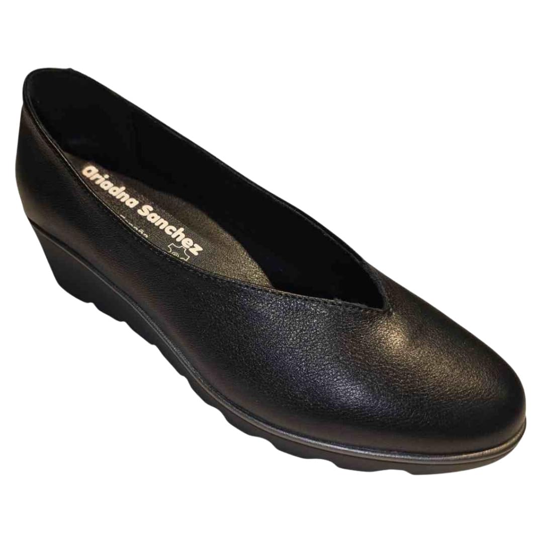 Zapatos Salón Mujer Vesta Cuña Plataforma, Cómodos, Azafatas, Trabajo. Calzado de Piel Fabricados en España Cuña Media 5cm