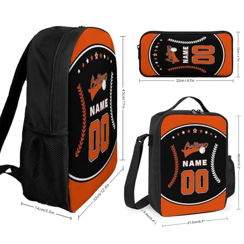 Custom Baltimore Backpack 3pcs Bag Set Lunch Bag Pencil Case Personalized Name Number Fan Gifts for Men Women Boy Girl2