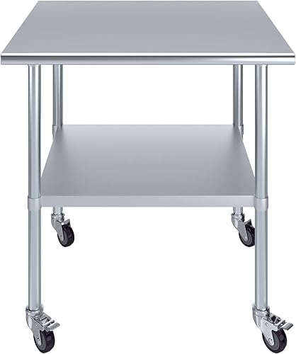 Miniatura 227 de AmGood Mesa de trabajo de acero inoxidable con ruedas Estación de trabajo