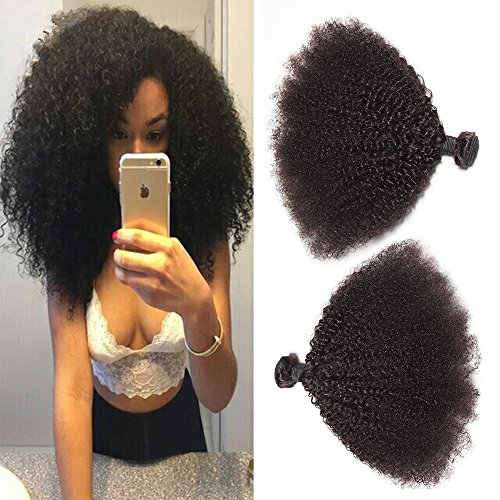 BODHI TREE Afro Kinkys Curly Hair Bundles Unprocessed Virgin Hair Kinky Curly Human Hair Afro Kinkys Bulk Human Hair for Black Women Natural Color(24 24 24)