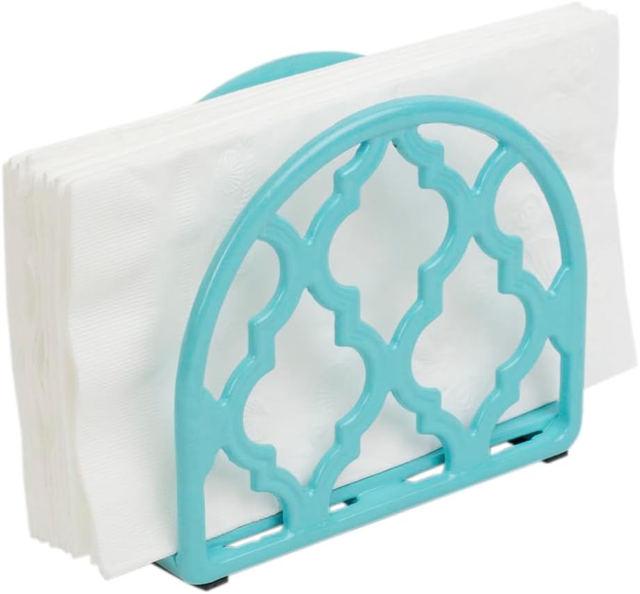 Lattice Collection Cast Iron Napkin Holder, By Home Basics (Turquoise) / Napkin Holders For Kitchen, Table Napkin Holder With Non-Skid Feet