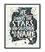 He counts the stars and calls them all by Name - Psalm 147:4 Christian UNFRAMED reproduction Art Print, Vintage Bible verse scripture wall & home decor, inspirational watercolor gift, 8x10 inches