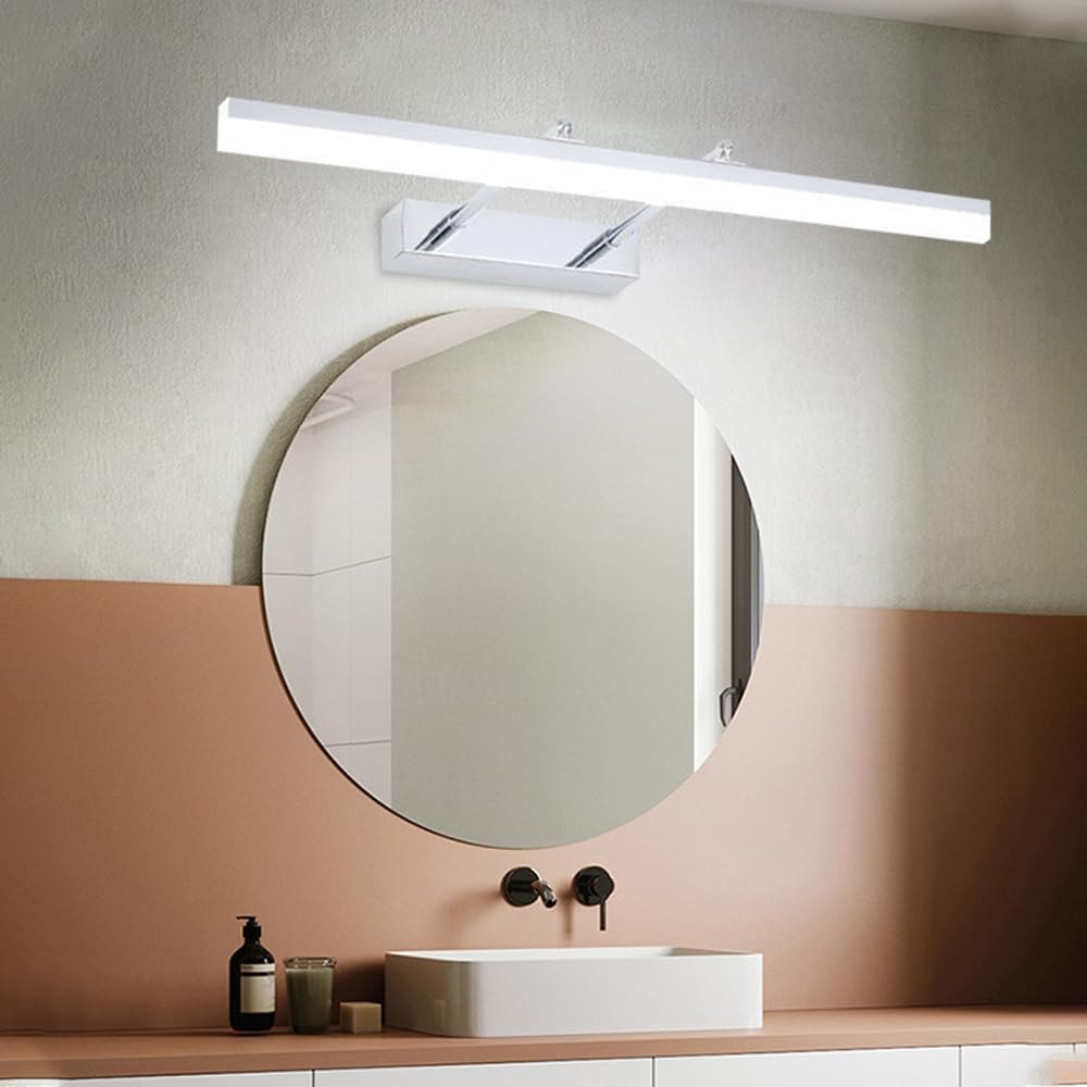 Genérico Lámparas de baño sobre Espejo, lámparas LED para baño, Apliques de Pared sobre Espejo con Brazo retráctil, Acabado Plateado, Apliques de Pared Minimalistas para Interiores.