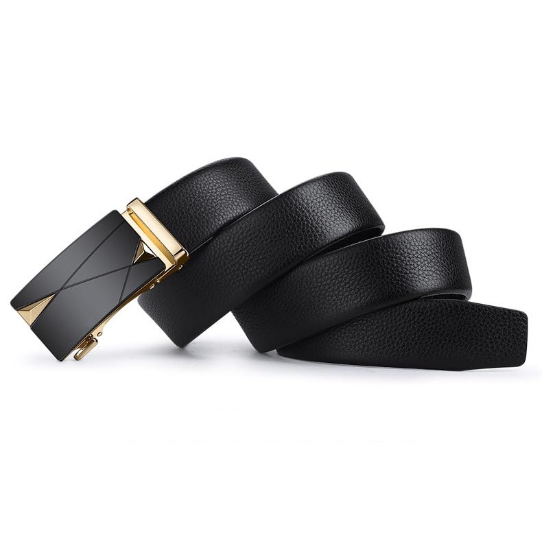 Men's Automatic Buckle Cowhide Belt Men's Business Men's Belt(130cm)2