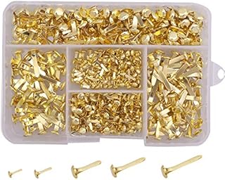Paper Fasteners - Reastar 500PCS Scrapbooking Brads Split Pins, Assorted Sizes Round Brass Plated with Storage Box - for Crafts Making DIY (Gold)