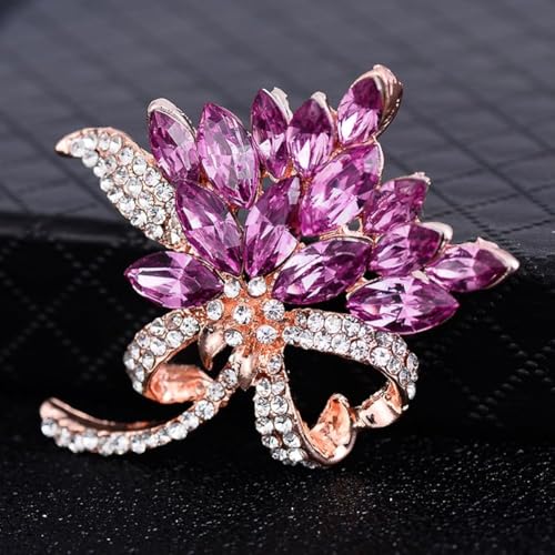 Image of Large Brooch Pin Austrian Crystal Leaf Shape Bouquet Rhinestone Scarf Decoration Wreath Cloth Brooches Pins For Women Girls