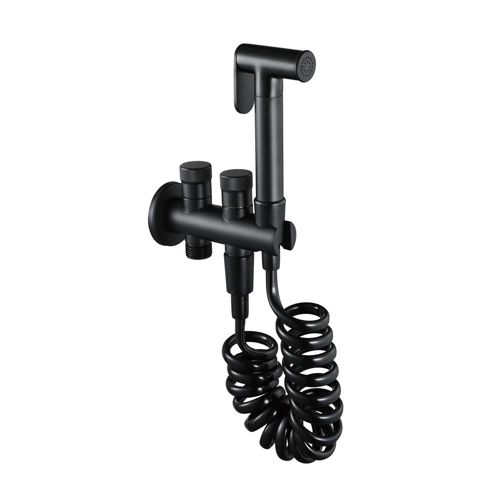 Ducha Bidet, Negro Pulverizador de Ducha Baño Latón Set de Ducha con Solo Agua Fría, Kit de Ducha para Bidé con Manguera Montaje en la Pared Bidé Pulverizador para la Higiene Personal