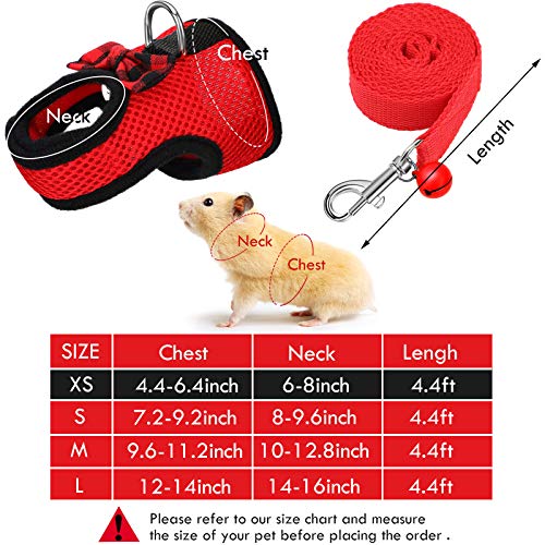3 Pieces Guinea Pig Harness and Leash Soft Mesh Small Pet Harness with Bowknot Bell, No Pulling Comfort Padded Vest for… - Image 3
