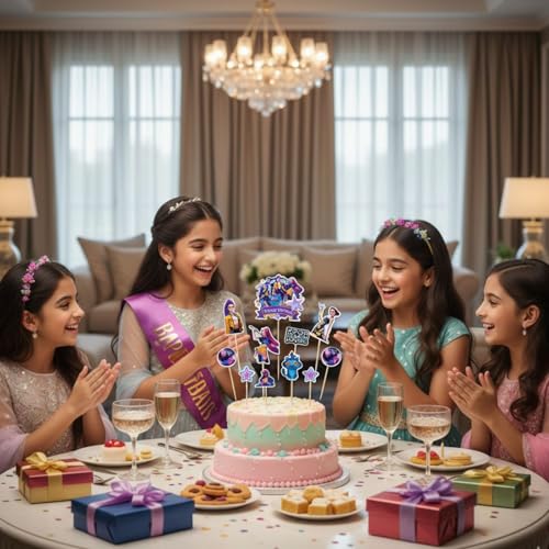 Image of Wanna Party Korean Pop Band Theme Cake Toppers Set of 10 for Birthday Cake Decoration | Korean Pop Theme Party Supplies for Girls Birthday Decoration