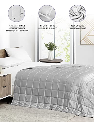 Image of YnM Cooling Weighted Blanket - 100% Cooling Oeko-Tex Certified Material with Premium Glass Beads (Light Grey, 48''x72'' 20lbs), Suit for One Person(~190lb) Use on Twin /Full Bed