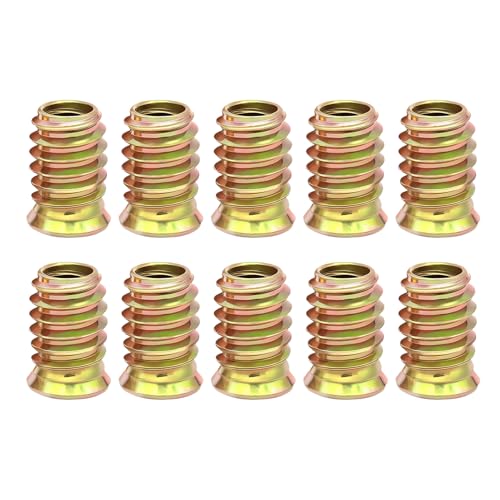 10 Pieces Threaded Inserts for Wood,Insert Hex Socket Nuts M10 Flanged Hexs Socket Nut, Zinc Plated Carbon Steel Hex Drive Head Nut,for Wood Timber Furniture Carpenter DIY and Many Project(M10*25mm)