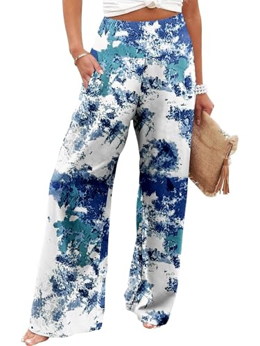 JZC Women's Palazzo Lounge Pants Casual Wide Leg Pants High Waist Flowy Toursers with Pockets