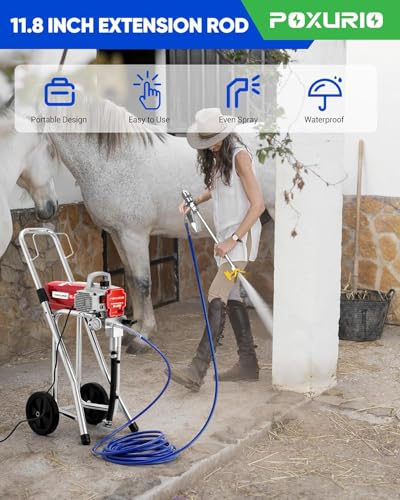 Image of Airless Paint Sprayer, 3300PSI 1200W High Efficiency Airless Sprayer, Fine and Even Painting Effect, Extension Rod, Indoor Paint Sprayer for Walls, Home Interior, House Painting, DIY Red