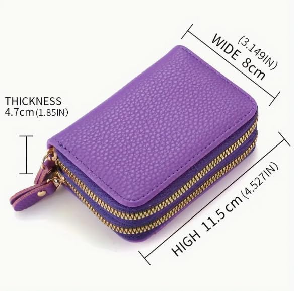 Compact Dual Zipper Wallet with Clear ID Window - Large Capacity Credit Card Holder for Women & Men, Coin Purse, Lightweight & Stylish for Everyday Use (Red)4