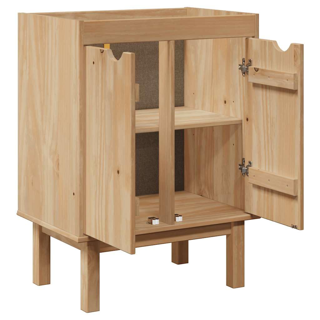 Mueble lavabo OTTA de madera maciza de pino 59 x 40 x 80 cm con acabado en cera de miel, mueble de baño con 2 puertas, espacio de almacenamiento para lavabo y baño