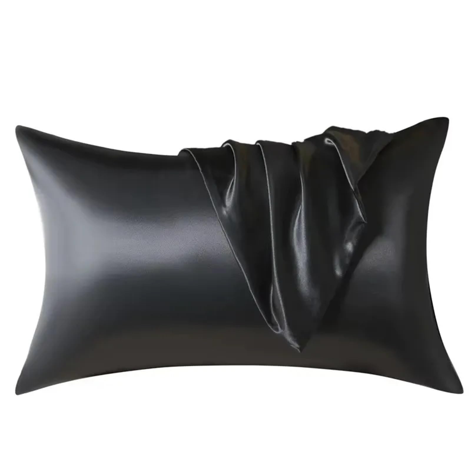 LYXYGMV Silk Pillow Case Real Pillowcase Bedding Cases for Bedrooms(Black,51x66cm)