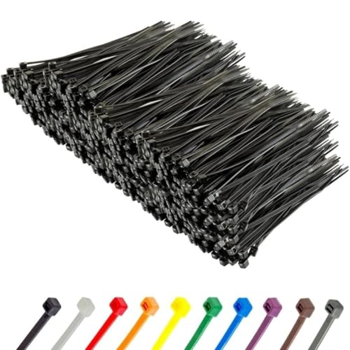 Image of GTSE 10 Inch Black Zip Ties, 1,000 Bulk Pack, 18lb Strength, UV Resistant Small Nylon Cable Ties, Self-Locking 10 inch Tie Wraps