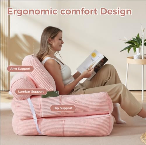 NESLAKO Pink Boneless Chair Bed with Pillow & Blanket, Foldable Sofa Bed - image 4