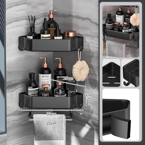 Image of Bathroom Corner Shelves Corner Shelf for Bathroom Wall Bathroom Corner Stand Bathroom Rack Without Drilling Stainless Steel Bathroom Shelf Diamond Shape Organizer(2 pcs)