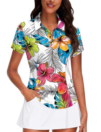 Image of TFSDOD Womens Golf Polo Shirts Collared Short Sleeve T Shirt Lightweight Moisture Wicking Polo Casual 3 Buttons Outfits