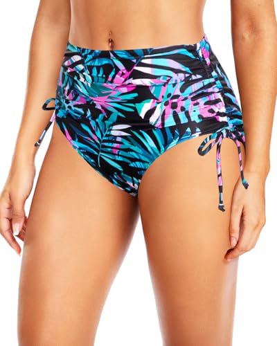 Image of Holipick Women's High Waisted Bikini Bottom | Tummy Control Ruched, Full Bum Coverage, Full Lining, Adjustable Drawstring Tie Side, Swimming, Beach