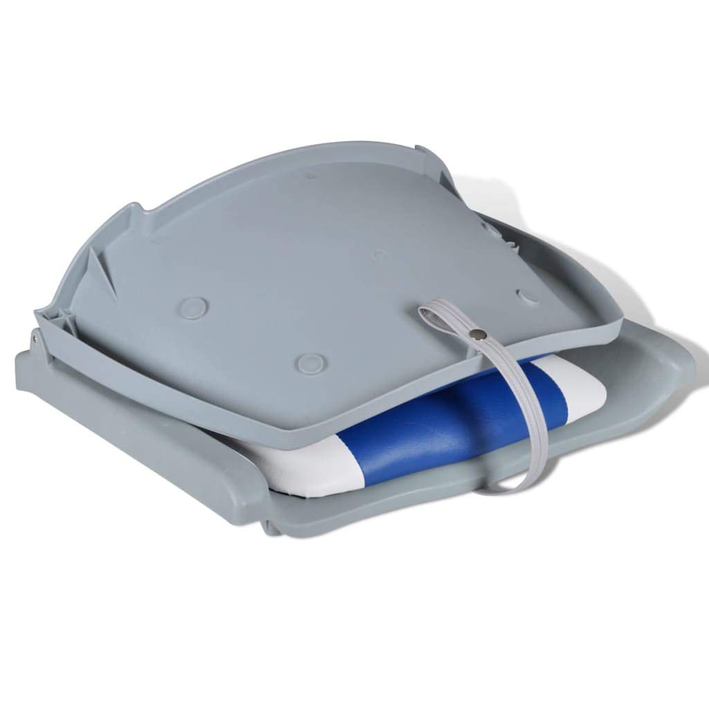 Set di 2 sedili pieghevoli per barche da pesca, sedie da barca, con cuscino blu e bianco, in PVC, resistenti alle intemperie