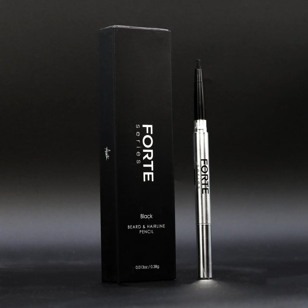 Beard and Hairline Shaper by Forte Series, Smudge-Resistant Wax, Precision Brush, Sleek Travel Packaging (Black)