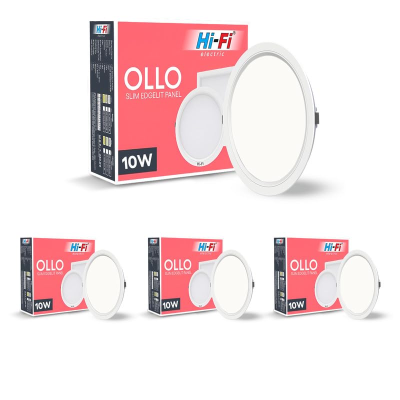 Image of Hi-Fi OLLO Polycarbonate 10-watt Round Led Downlighter| Recessed Led Downlight|Led Ceiling Light for Home and Hall|Cut Out: 68 mm, Color: Natural White (4000K) Pack of 4
