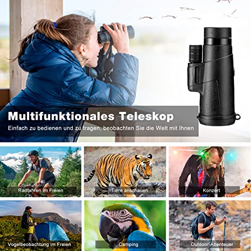 Monokular Teleskop 12x55 Fernrohr High Definition Monokulare Fernglas mit Smartphone Halter & Stativ BAK-4 Prism、FMC… – Bild 3