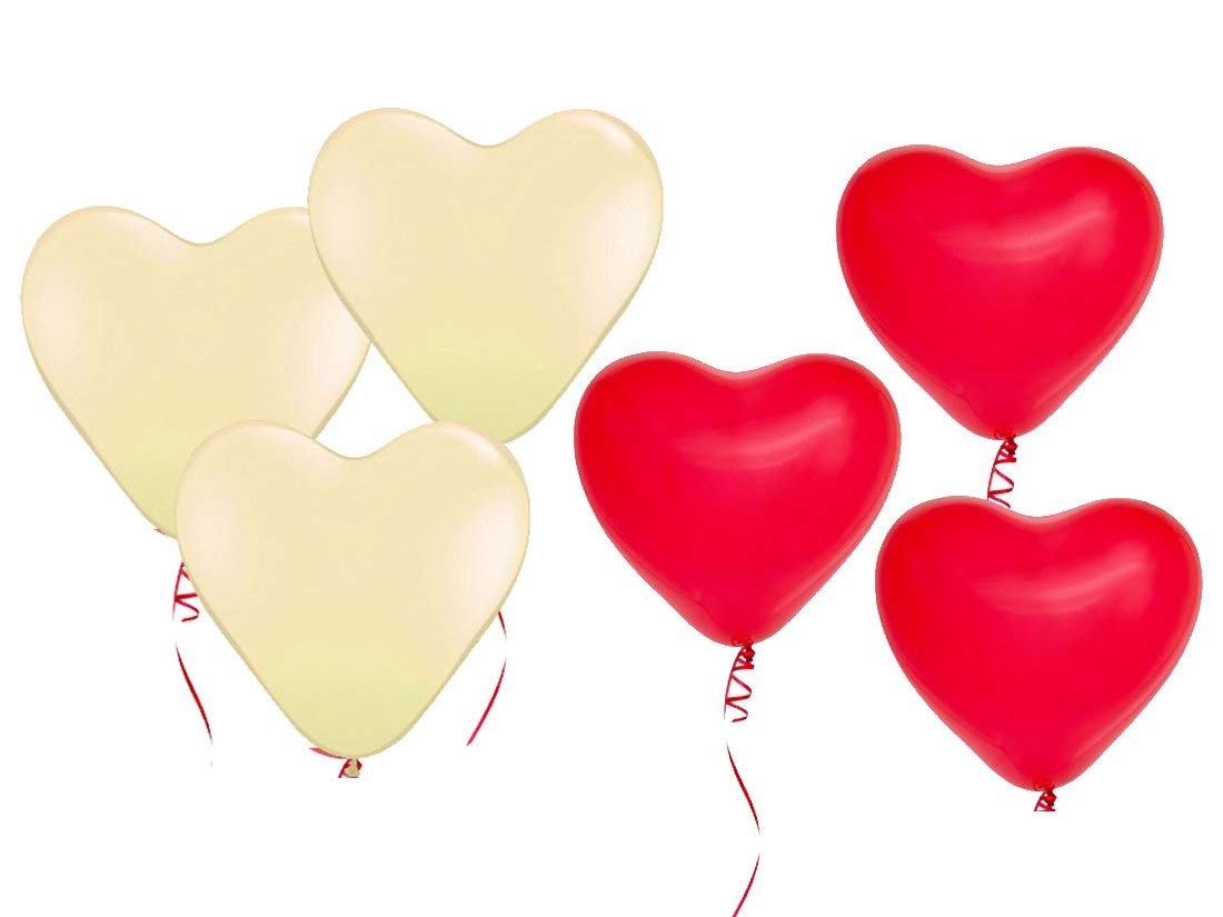 aizelx� Brand Heart Shaped Red and White 40 pcs Heart Shaped Balloons Decoration
