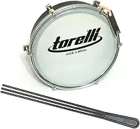 Kit Tamborim Pele Leitosa Torelli TT 404 Preto Baqueta Tripla