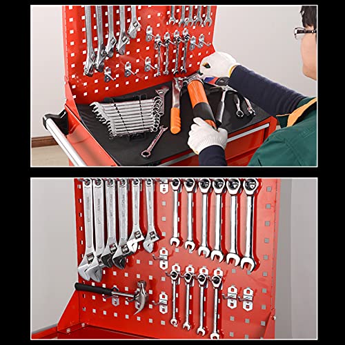 Bderkz Werkzeugkasten mit Schubladen-Liner-Rolle, 16 Zoll, Rolling Tool Box. Kabinettwagen, 2 Schublade Stahl Werkzeugkarren für Mechanik und Hausgarage, Schwarz (Color : Green Black) – Bild 8