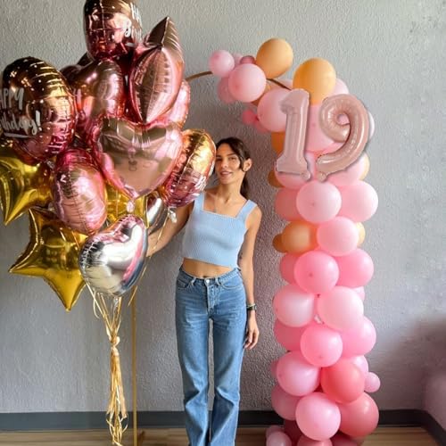 Image of TONIFUL Number Balloon 16 Inch 10Pcs Light Pink 0-9 Birthday Number Ballons