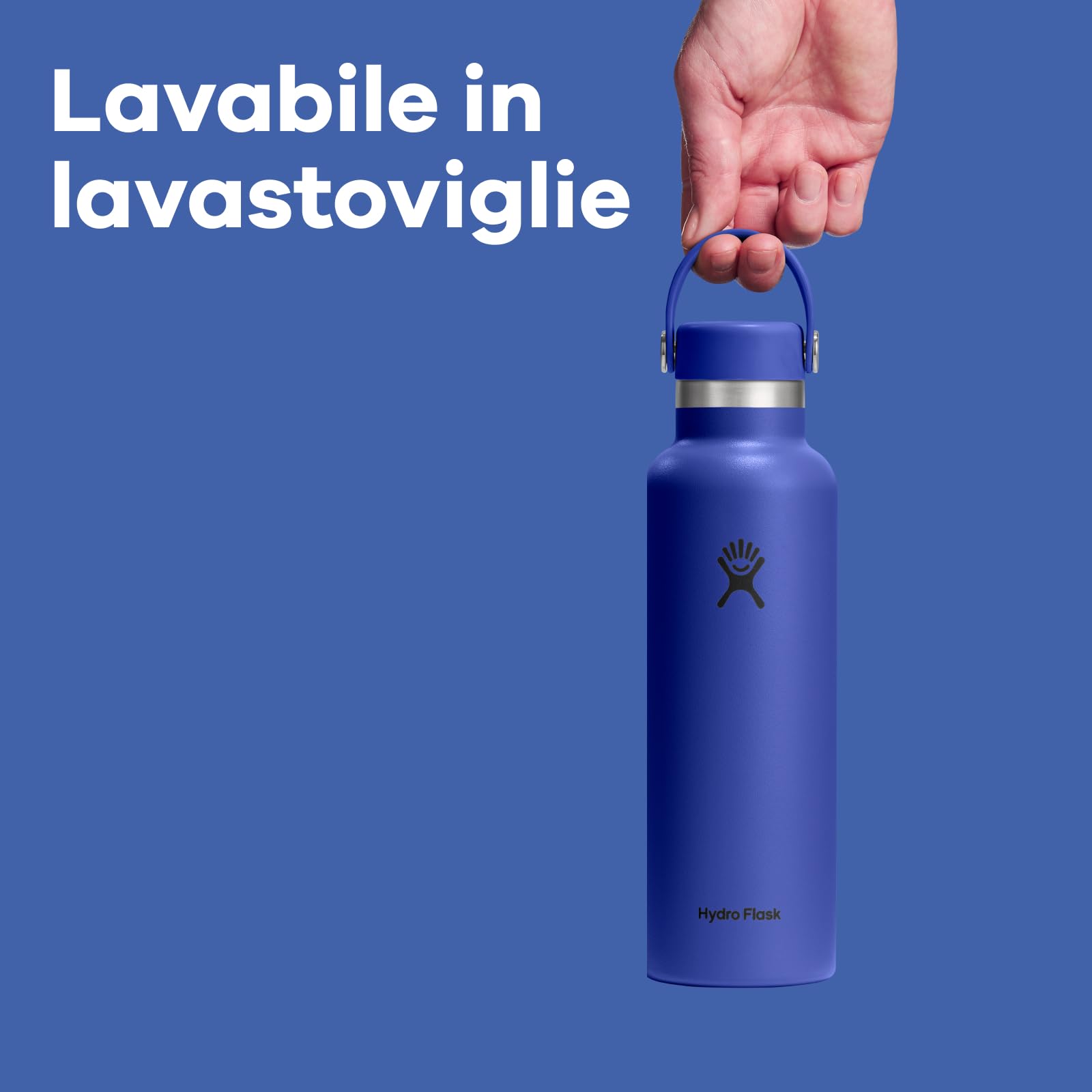 Hydro Flask – Standard Flex Cap 710 ml (24 oz) Bottle – Acciaio Inox, Ermetico, Compatibile con Portabicchieri – Isolato Freddo 24 Ore & Caldo 12 Ore – Black
