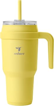 Reduce 40 oz Stainless Steel Tumbler with Handle - Dual-Wall Vacuum Insulated Travel Mug, Sweat-Proof Lid & Reusable Straw - Keeps Drinks Cold for 24 Hrs, Fits Cupholders, Dishwasher Safe -Pina Colada