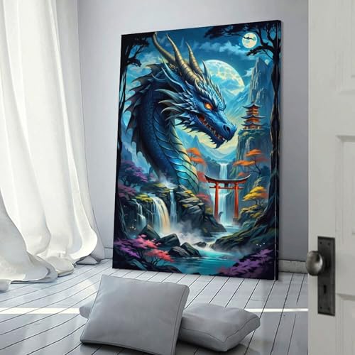 Impression jet d'encre d'art dragon torii sur toile abstraite moderne